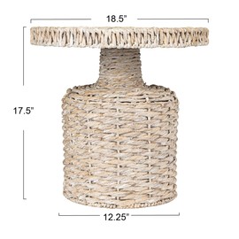 Bloomingville Hand-Woven Water Hyacinth Table, Whitewashed, White