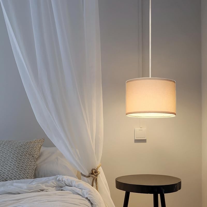 ZSLAIFU 15FT Plug in Pendant Light, Hanging lamp with Switch,White