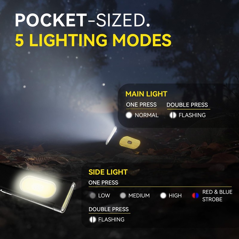 Commercial Lighting Technologies CLT Compact Multi-Mode Pocket LED Flashlight, Rechargeable