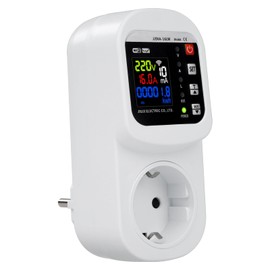 Jadeshay Surge Protector, 16A WiFi Smart Voltage Current Protection Socket Electricity Meter Adjustable Voltage Current Leak Protection EU Plug with Surge Under Voltage Protection
