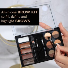 Uncommon Cosmetics The Brow Bar - All-in-One Kit with Variety of Ultra-Pigmented Shades - Eyebrow Gel, Brow Wax and 16 Brow Powders - 21 Pc Gift Set