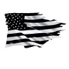StickerSector REFLECTIVE Black & White TATTERED USA Flag Sticker FS2081-REF