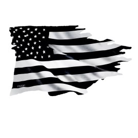 StickerSector REFLECTIVE Black & White TATTERED USA Flag Sticker FS2081-REF