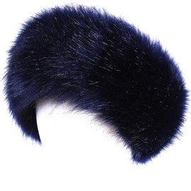 Faux Fur Headband Women's Winter Earwarmer Earmuff(One Size,Navy)