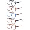 VIDEBLA 5-Pack Reading Glasses Blue Light Blocking, Fashion Round Computer