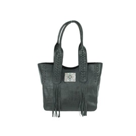 American West Mohave Canyon Small Leather Zip Top Tote (Black)