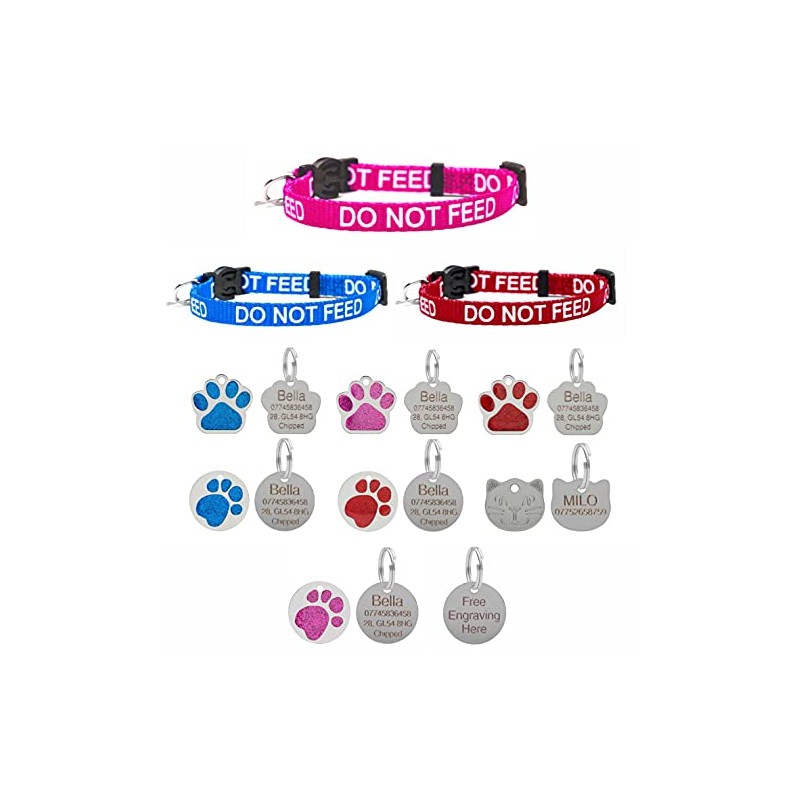 Cat Collar DO NOT Feed in Red, Pink Or Blue,
