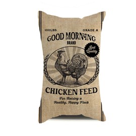 Vintage Like Chicken Feed Sack Burlap Pillow, Home Decor Throw Pillow Cover Waist Lumbar Throw Pillow case Cushion Cover for Sofa Home Decorative Oblong 12x20 Inches