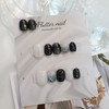 Black Glitter Pixie Handmade Nail Tips - Petit Round /