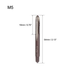 sourcing map Metric Hand Tap M5 Thread 0.8 Pitch 3 Straight Flutes H2 Alloy Tool Steel Bottom & Taper Screw Tap Set Tapping Tools for Repairing 1 Pair