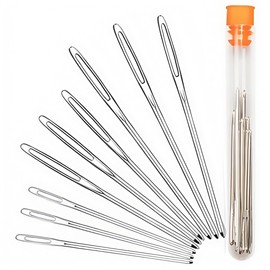 9 - Piece Set of Large - Eye Blunt Needles for Yarn Knitting, Sewing, Crafting, Weaving, and Stringing, Made of Stainless Steel, Ideal for Finishing Crochet Projects (Silver)