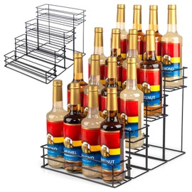 kimilus 16 Bottle Capacity Coffee Syrup Organizer 4 Tier Coffee Syrup Stand Shelf for Coffee Bar Accessories for Coffee Bar Kitchen Small Wine Rack for Bar Family Storage for Syrup Wine Dressing