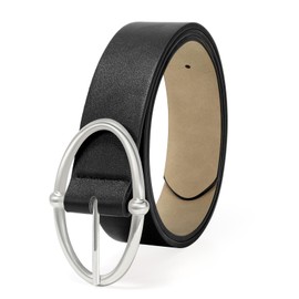 VONMELLI Women's Belts for Jeans Pants Leather Belts for Women Fashion Ladies Dress Belt with Sliver Buckle, Black M