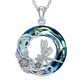 TOUPOP Sterling Silver Dragonfly Necklace for Women Dragonfly Pendant Necklace with Crystal Birthday Christmas Jewelry Gifts for Mom Friend