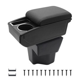 YJYWZH Car Armrest Box for KIA Rio 5 2015-2019 Auto Accessories Center Console Leather Arm Rest Double-Layer Storage Space with Cup Holder (Black Thread)