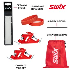 Swix Ski and Snowboard Touchup and Wax Kit - Comprehensive Winter Sports Maintenance Set with F4 Wax, Diamond Disc, Ceramic and Gummi Stones, Metal Scraper, Vise Set