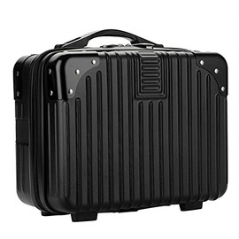 BSTKEY - veliz portátil de viaje para cosméticos de carcasa dura, equipaje de mano pequeño con banda elástica, mini portafolios de maquillaje ABS,