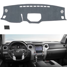 TUCAREST Dashboard Cover Fit for 2014-2021 Toyota Tundra Flannel Nonslip Car Dash Board Mat Sunshade No-Glare and Slip Pad Carpet Sunshield Protector - Color Grey(Without Intermediate air Outlet)