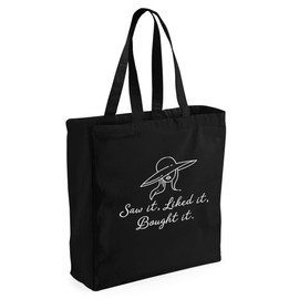 D Design Invent Print! Funny Tote Bag Like Shopping Cotton Reusable Travel Shoulder Bag for Ladies Women Grocery Bag for Life 40cm x 39cm x 13cm (Black)