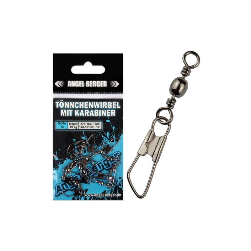 Angel-Berger Swivels with Carabiner Pack of 10 Swivels, 8