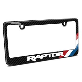 iPick Image for - Ford F-150 Raptor Red-White-Blue Stripe Black Real Carbon Fiber License Plate Frame
