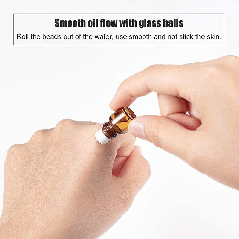 Mozff 12Pcs 1ml Mini Glass Roll on Bottles Roller Refillable