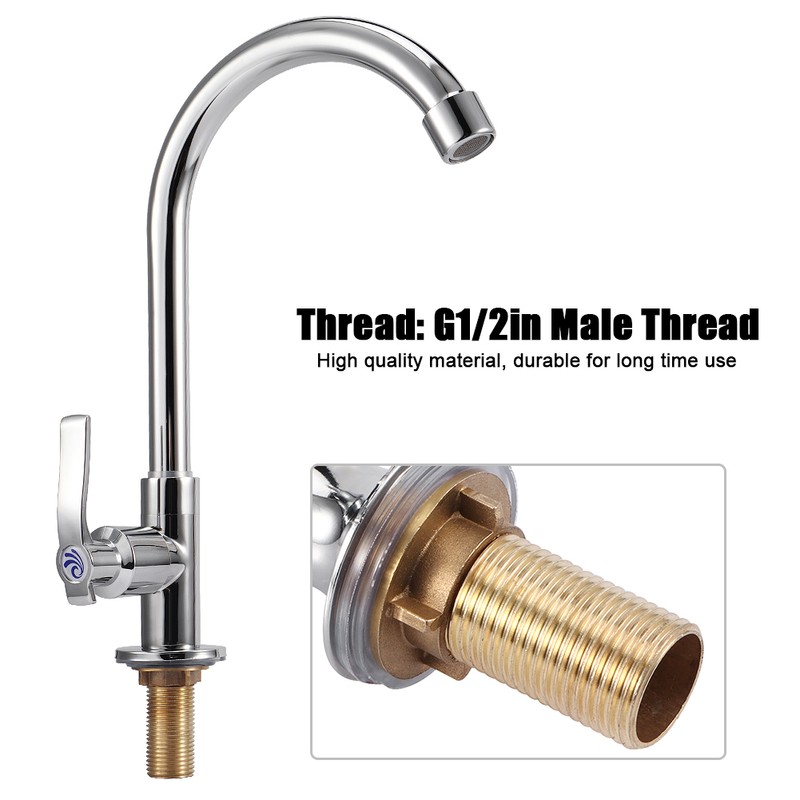 G1/2in Male Thread Zinc Alloy Kitchen Basin Sink Water Faucet