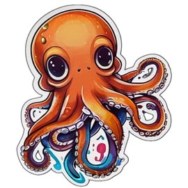 T& Sticker 3Pcs Cute Octopus Stickers 3in, Gifts for Water Bottles,Octopus Vinyls Stickers Decal Waterproof Bottles, Sticker for Kids Teen Laptop, Luggage Skateboard Water Bottle,Phone.(Octopus 6)