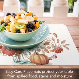 CounterArt Autumn in Nature 4 Pack Reversible Easy Care Flexible Plastic Placemats Made in The USA BPA Free Easily Wipes Clean