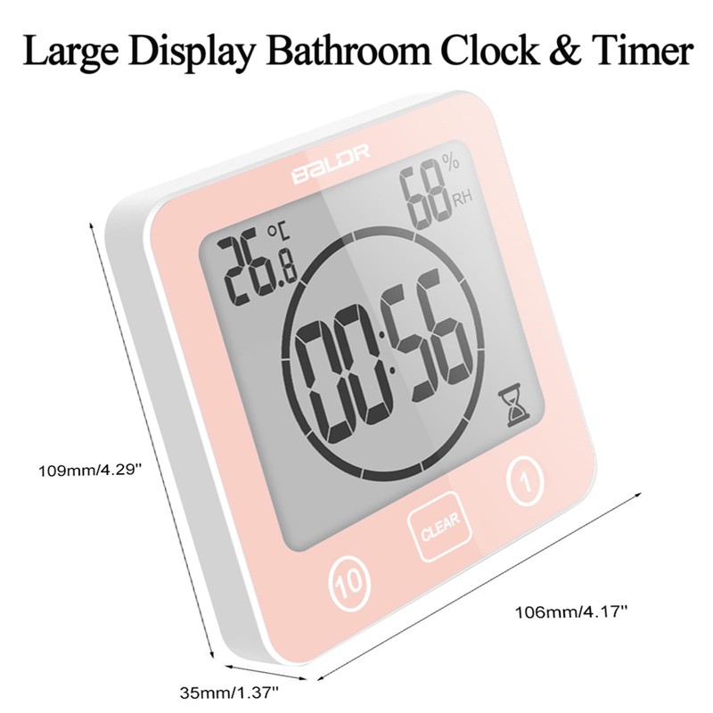 Rohome Digital Timer Waterproof Wall Clock, Kitchen Countdown Timer, Shower