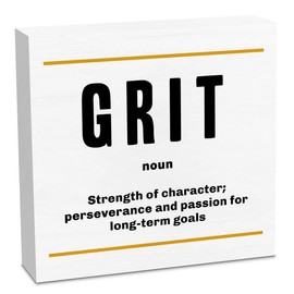 Grit Noun Entrepreneur White Wooden Box Sign, Inspirational Office Decor Decorative Table Shelf Desk Decor, Rustic Workplace Farmhouse Home Bedroom Classroom Decor Office Decorations Desk Accessories