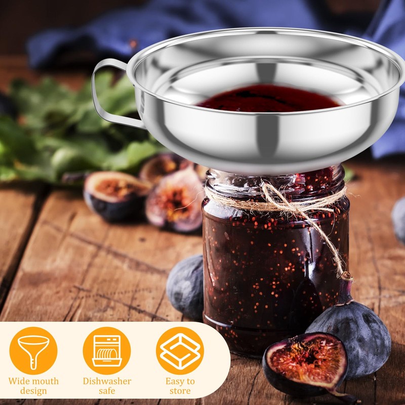3 Pcs Canning Funnel with Strainer Stainless Steel Wide Mouth