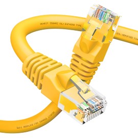 GearIT Cat 6 Ethernet Patch Cable (1 Foot, Yellow) Network Cable for TV, Modem, PC Gaming, 10Gbps, Gold-Plated Connectors, Snagless, Cat6, RJ45, Internet Cable, 1ft