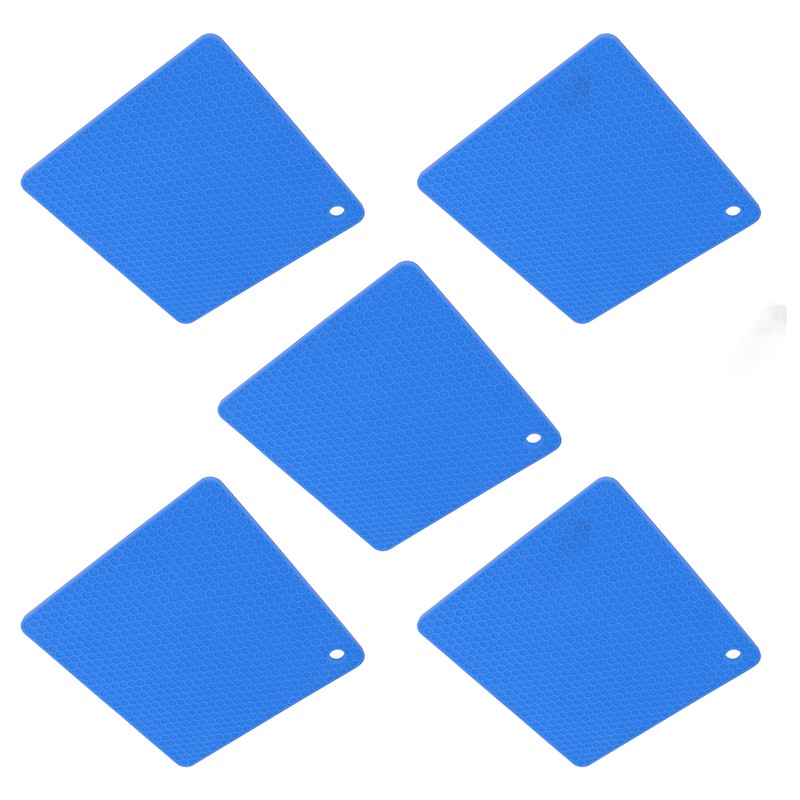 5pcs Silicone Pot Holders Mat Heat Resistant Anti Slip Square