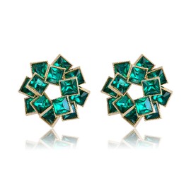 Clearine Square Stud Earrings Cluster Statement Sparkling Geometric Rhinestone Crystal Earrings for Women Party Prom, Crystal