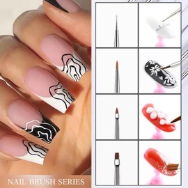 SILPECWEE 8pcs Acrylic Nail Brush, Nail Art Brush, Nail Polish Brush, Nail Paint Pen, Dotting Tool, Painting Manicure Brushes, Nail Design Brush