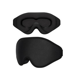 Sleep Mask 3D Eye Mask for Sleeping 100% Light Blocking Eye Covers with Adjustable Strap Night Blindfold for Women Memory Foam Black