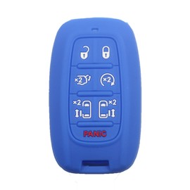 kcpros - Funda protectora de silicona de goma con 7 botones para llavero, sin llave, compatible con Chrysler Pacifica Voyager 2020 2021 2022, color negro y azul