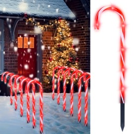JOIEDOMI 23" Christmas Candy Cane Lights, Christmas Pathway Lights with 72 Red LED, 12 Packs Candy Christmas Lights Candy Cane Pathway Lights for Outdoor, Yard, Walkway, Lawn, Garden Decor