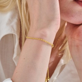Gold Bracelets for Women 14k Gold Filled Adjustable Twisted Rope Chain Bracelet Trendy Dainty Chain Chunky Charm Bracelet Statement Jwelry Gifts