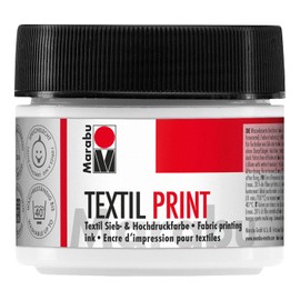 Marabu 17030050970 Textile Print Titanium White 100 ml, Water-Based Screen and High Pressure Paint, Odourless and Lightfast, Long Open Time, for Light and Dark Textiles