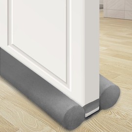 JUJIBL Under Door Draft Stopper 32 inch Draft Blocker for Bottom of Door 27-35 inch Seal Insulator Noise Stopper Weather Stripping Breeze Blocker (Grey, 35" (Up to 1.1" Gaps)