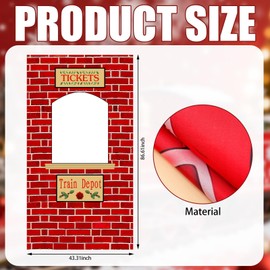 Preboun 8.2 x 3.9 ft Christmas Express Train Ticket Station Door Curtain Christmas Ticket Hall Door Cover Express Birthday Party Photo Backdrops Train Depot Sign Banner for Classroom Home Wall Decor