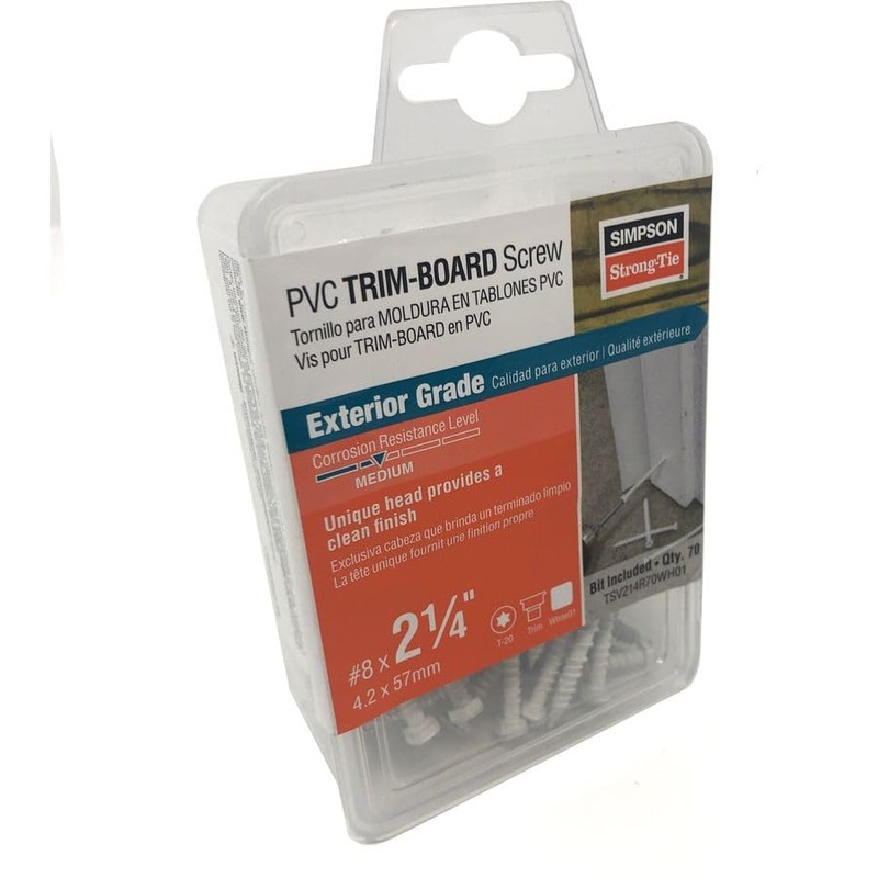 Simpson Strong-Tie TSV214R70WH01 PVC Trim-Board Screw — 8 x 2-1/4