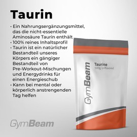 GymBeam GymBeam Taurin Pulver - Ein Nahrungserg?nzungsmittel mit der nicht-essentiellen Aminos?ure Taurin, 100% reines Inhaltsprofil, geeignet fr Veganer, ideal fr Pre-Workout und Energydrinks (500 g)