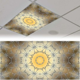 2 Pack Fluorescent Light Covers for Classroom - Stained Glass Magnetic Ceiling Light Cover, Fluorescent Light Filters for School Home Office Drop Ceiling Lamp Decor Light Filters, 4 X 2 Feet