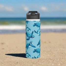 WILLBRITE Stainless Steel Water Bottle, 18oz, Cute Baby Sea Turtles - Double Wall Insulation Keeps Drinks Hot or Cold