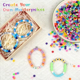 Clay Beads, 3000Pcs Purple Clay Heishi Beads for Bracelets Making, Flat Round Polymer Heishi Beads for DIY Jewelry Making（Bagged）