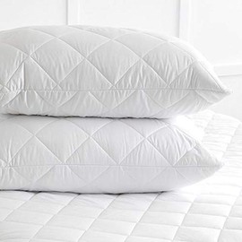 Pack Of 4 Quilted Pillow Cases Protector Flap Enclosure White Standard UK Size 50x75 Breathable Soft and Easy Care Home Bedding Pillowcases Set