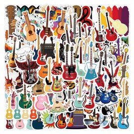 110 Pcs Guitar Instrument Stickers for Teens Boys Girls Kid Incentive Gift,Nordic Style Stickers for Bicycle,Laptop,Water Bottles,Skateboard,Guitar,Phone,Graffiti Decoration Waterproof Vinyl for Wall